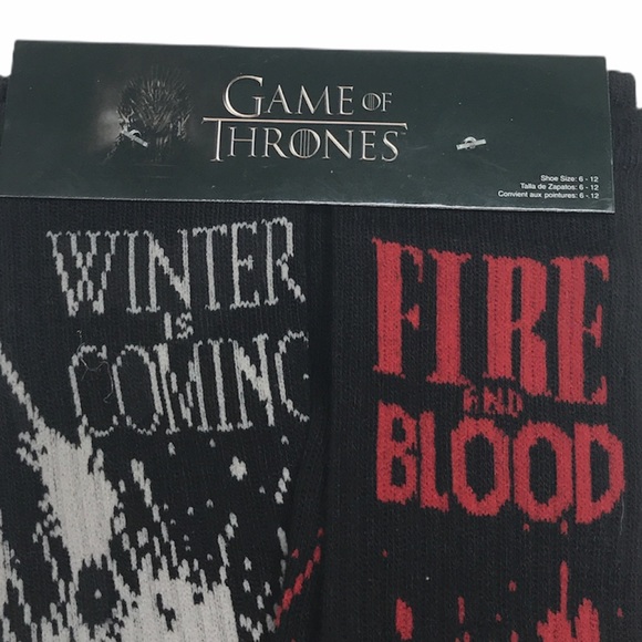 HBO Game of Thrones Crew Socks Black, Red, 2 Pairs - Picture 7 of 9